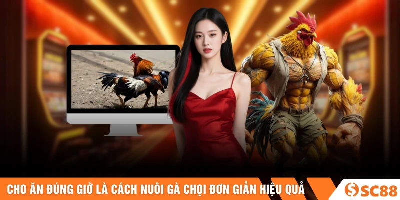 Cho ăn đúng giờ là cách nuôi gà chọi đơn giản hiệu quả